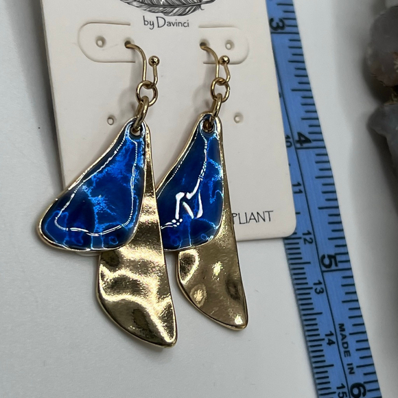 Story by DiVinci Blue and Gold Dangle Earrings - Picture 4 of 5